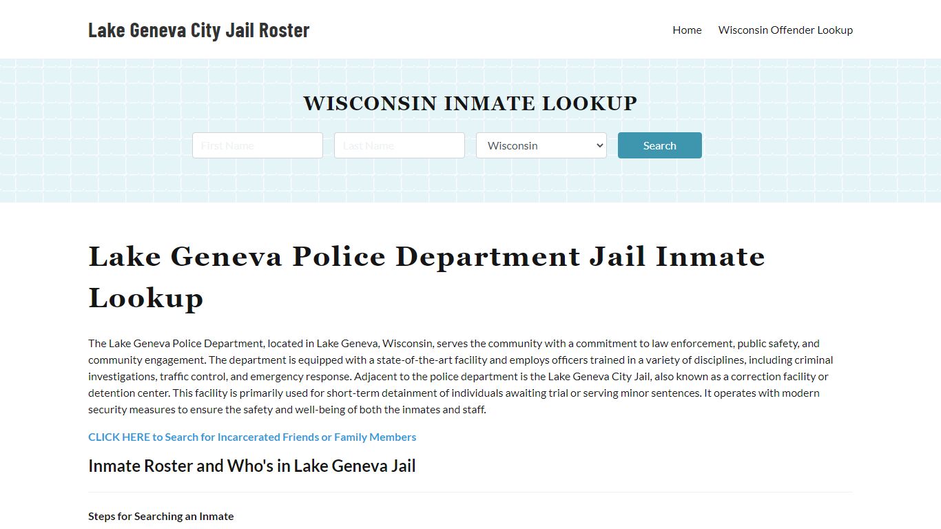 Lake Geneva Police Department & City Jail, WI Inmate Roster, Arrests ...